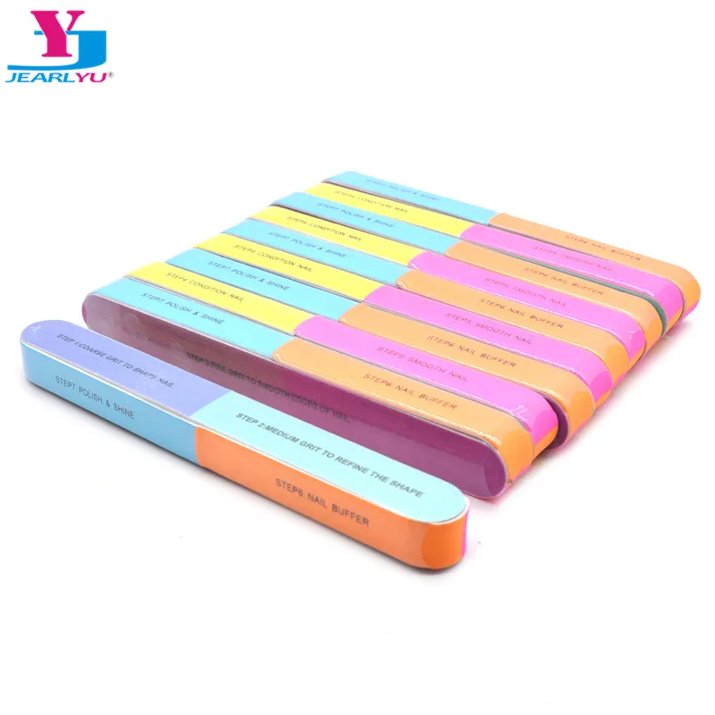 Top Trends: 5Pcs / lot Acrylic Nail Buffers Blocks Neon Sponge Nail File Pedicure Manicure High Quality Tips Nail Polish 7 Side Sand Shine Kit Shoppable Styles