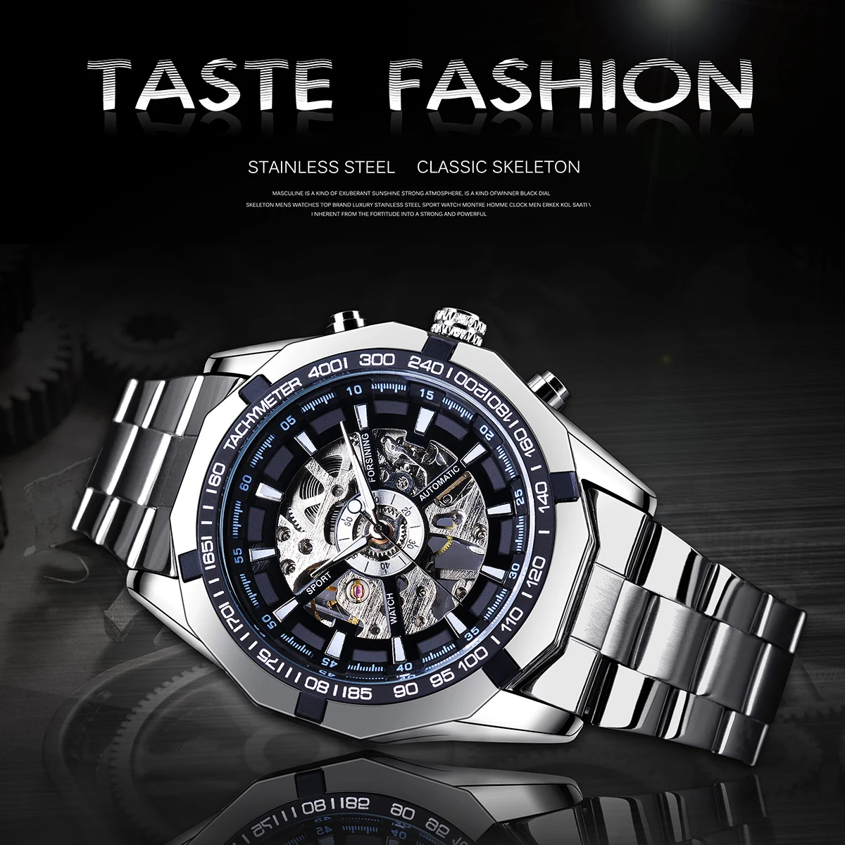 Top Trends: Forsining 2021 Stainless Steel Waterproof Mens Skeleton Watches Top Brand Luxury Transparent Mechanical Sport Male Wrist Watches Shoppable Styles - Image 2