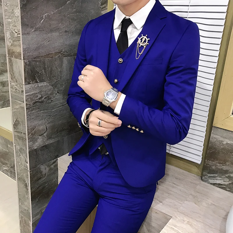 Top Trends: Men's Suits High Quality Wedding Groom Tuxedos Single Button Slim Fit Business Prom Dress Men's Formal Dress Suits Shoppable Styles