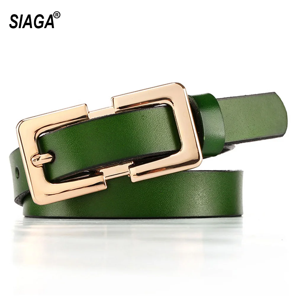 Top Trends: Ladies Soft Genuine Leather Belts Girls Gold Buckles Metal Female Retro Thin Belt For Women Jeans 1.5cm Wide LDFC004 Shoppable Styles