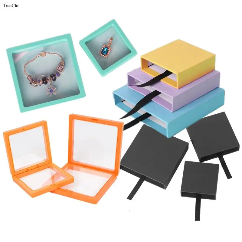 Top Trends: 10Pcs / lot Suspension Display Stand Elastic Pe Film Rack Case Dustproof Transparent Bead Bracelet Pendant Jewelry Storage Box14cm Shoppable Styles