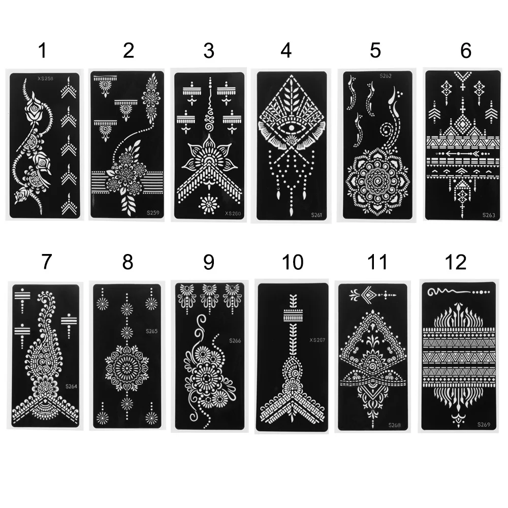 Top Trends: 1PCs Professional Henna Stencil Temporary Hand Tattoo Body Art Sticker Template Wedding Tool India Flower Tattoo Stencil New Shoppable Styles