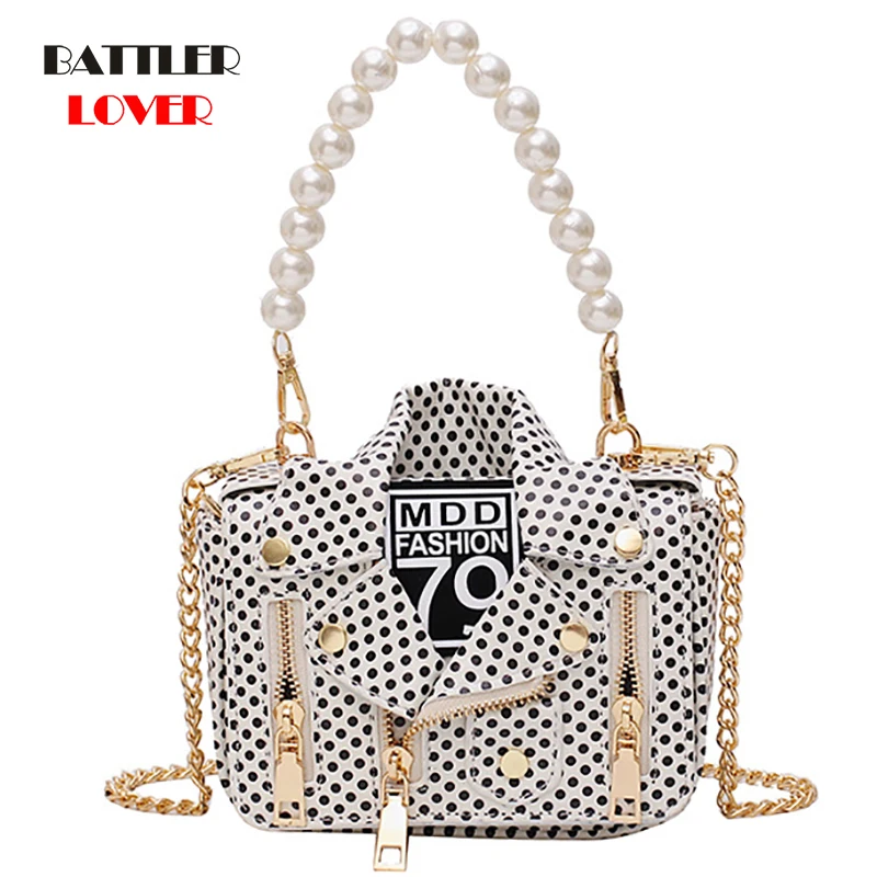 Top Trends: Designer Women Messenger Bags Dot Mini Jacket Bag Lady Shoulder Bag Pearl Handle Chain Crossbody Bags Sac A Main Femme De Marque Shoppable Styles