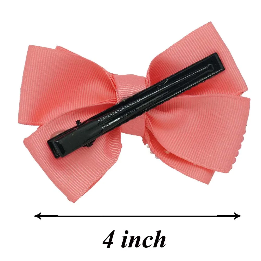 Top Trends: Ncmama 4" Plain Rhinestone Hair Bows With Black Clips Kids Girls Crystal Jelly Bows Hair Clips Hairgrips Hair Accessories Shoppable Styles - Image 2