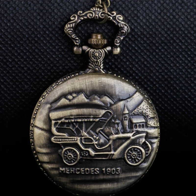 Top Trends: Vintage Car Engraved Quartz Pocket Watch Memorial History Steampunk Watch Pendant Suitable For Men Women Drivers Shoppable Styles