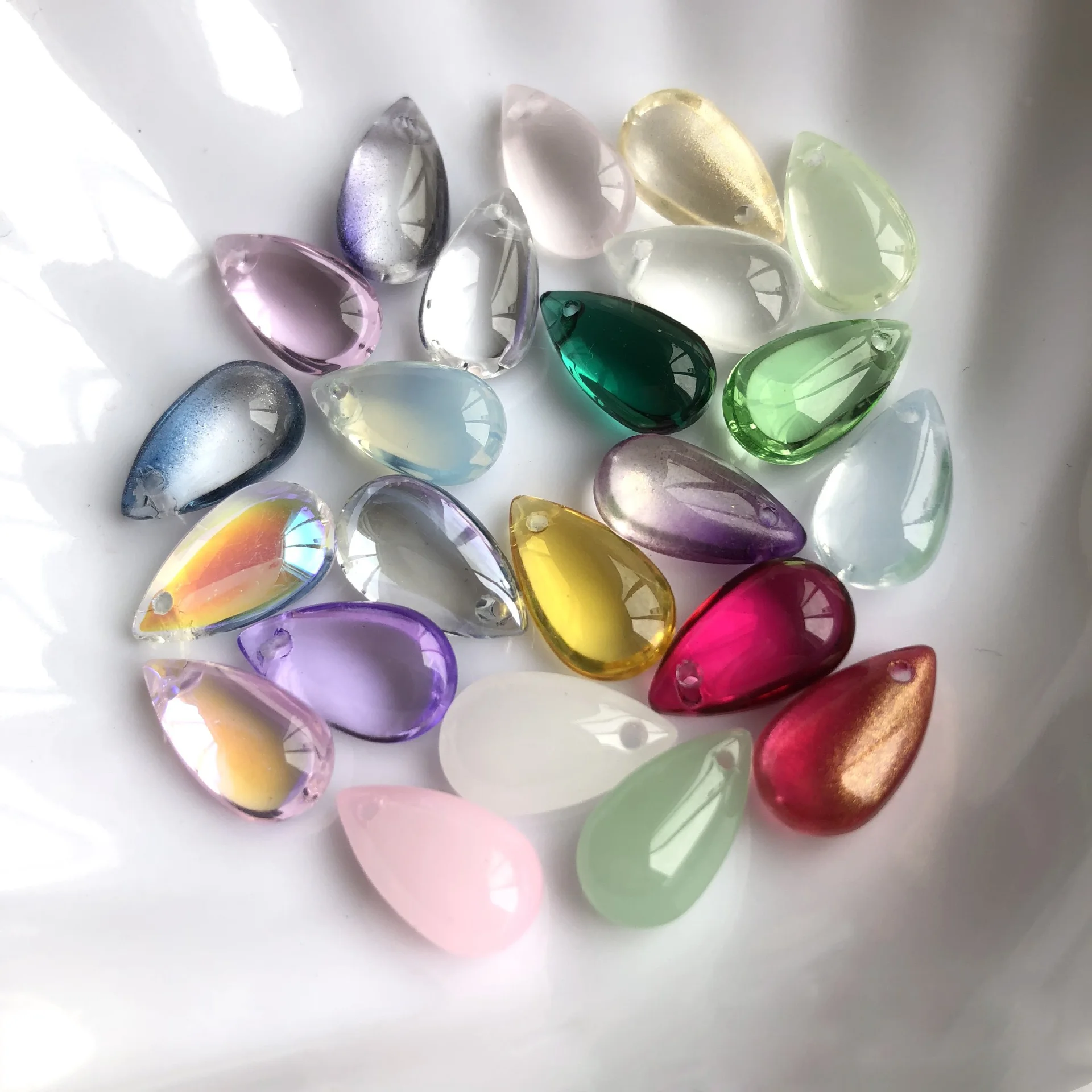 Top Trends: 10pcs 15x8mm Teardrop Crystal Glass Top Drilled Loose Pendants Beads For Jewelry Making DIY Earring Findings Shoppable Styles