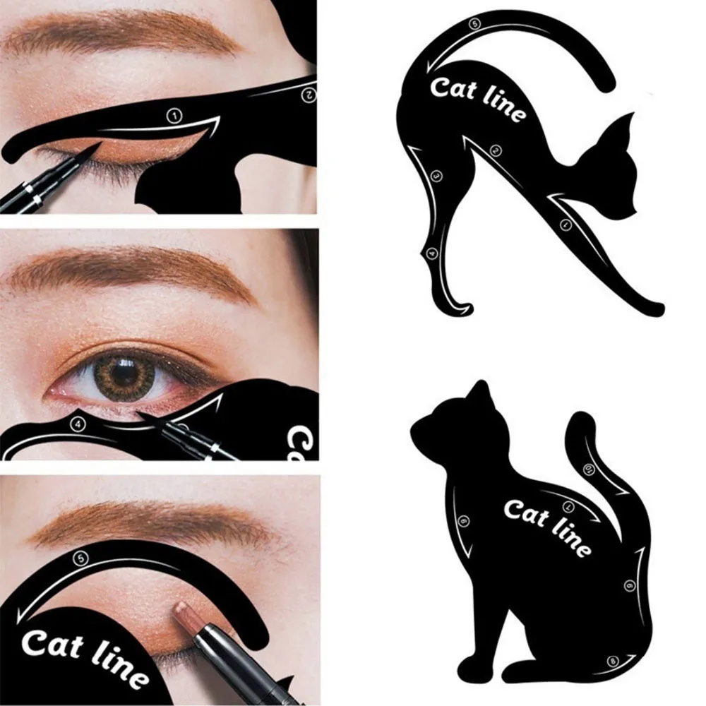 Top Trends: 2pcs Eyeliner Stencils Cat Line Eyeliner Stamps Cat Pro Eye Liner Stamps Models Eyeliner Template Shaper Eye Liner Makeup Tool Shoppable Styles