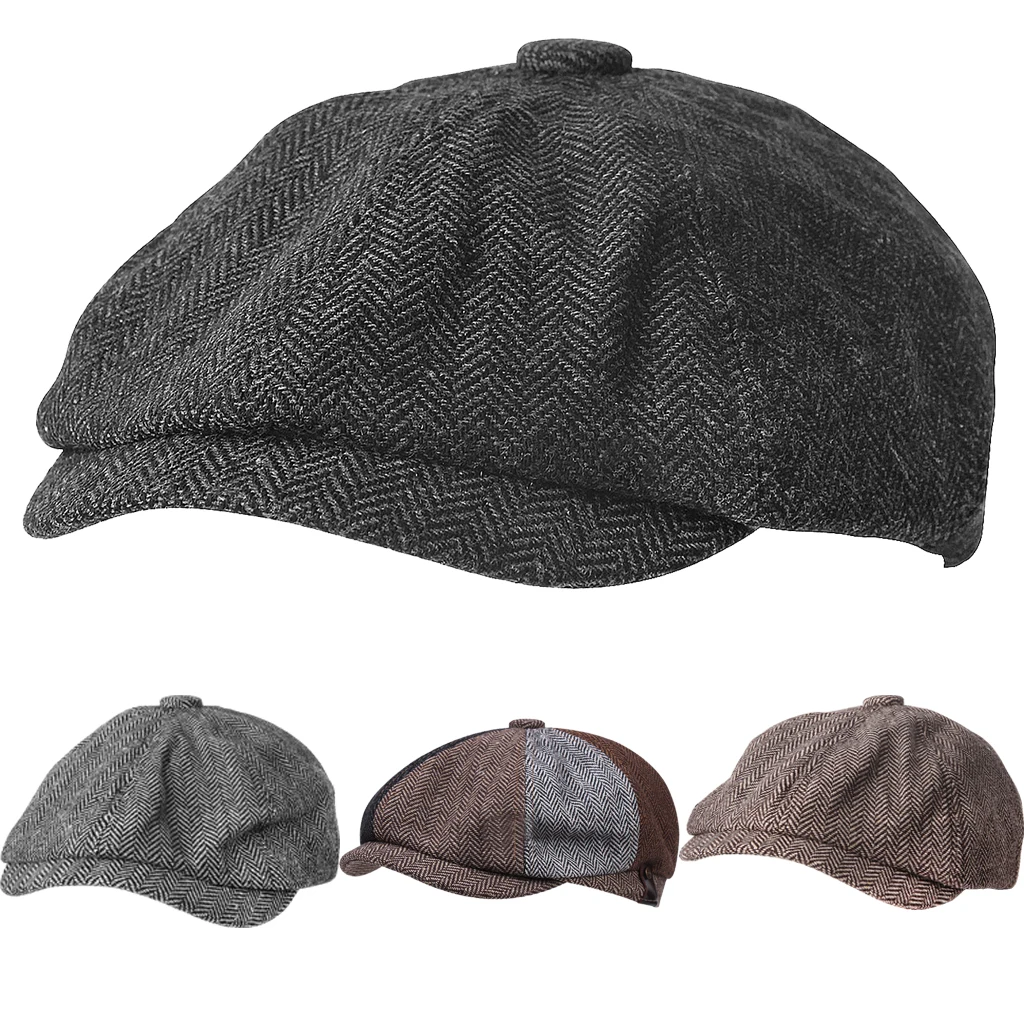 Top Trends: Retro Tweed Newsboy Hat Men Beret Gatsby Beret Hats Street Caps Peaked Octagonal With Brim Caps Winter Spring Hip Hop Beret Caps Shoppable Styles