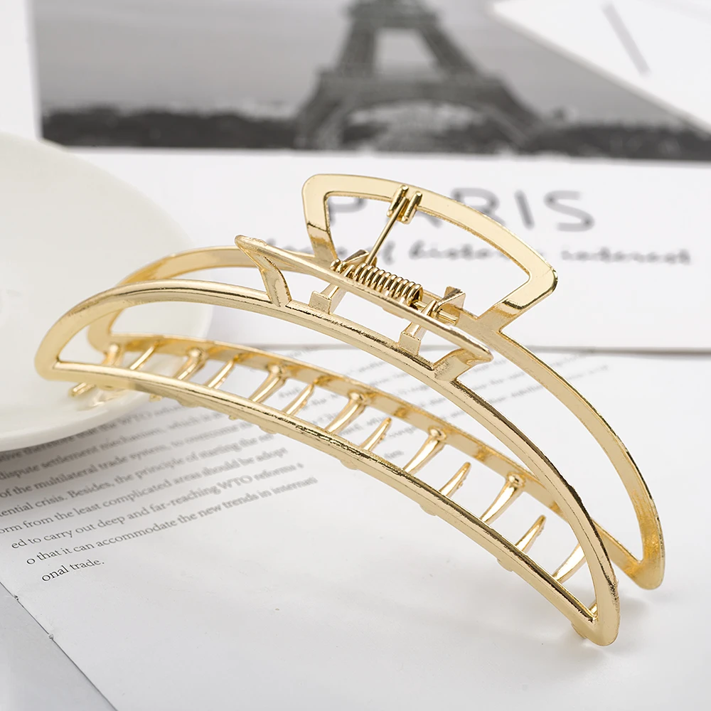 Top Trends: 2021 New Women Elegant Gold Hollow Geometric Metal Hair Claw Vintage Hair Clips Headband Hairpin Hair Crab Hair Accessories Shoppable Styles - Image 6