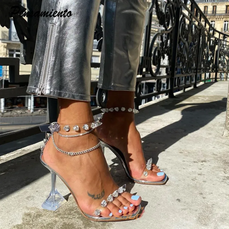 Top Trends: Star Style Summer Transparent Women Sandals Fashion Crystal Clear Heeled Female Party Prom Shoes High Heels Gladiator Sandals Shoppable Styles