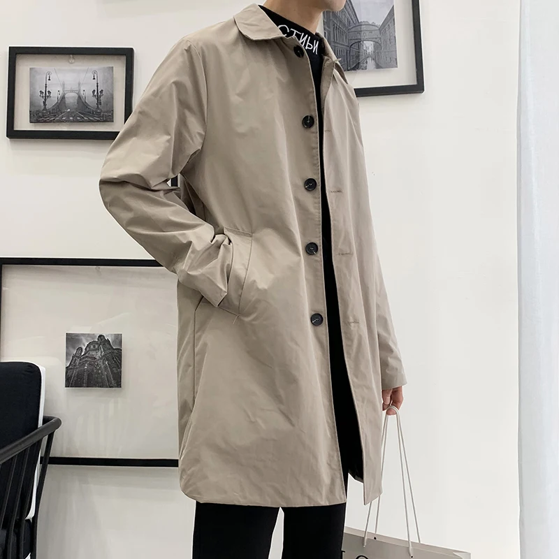 Top Trends: M-5XL Plus Size Men's Trench Coat Loose Fit Long Lapel Single Breasted Windbreaker Jacket Button Overcoat Men Clothing XXXXXL Shoppable Styles - Image 3