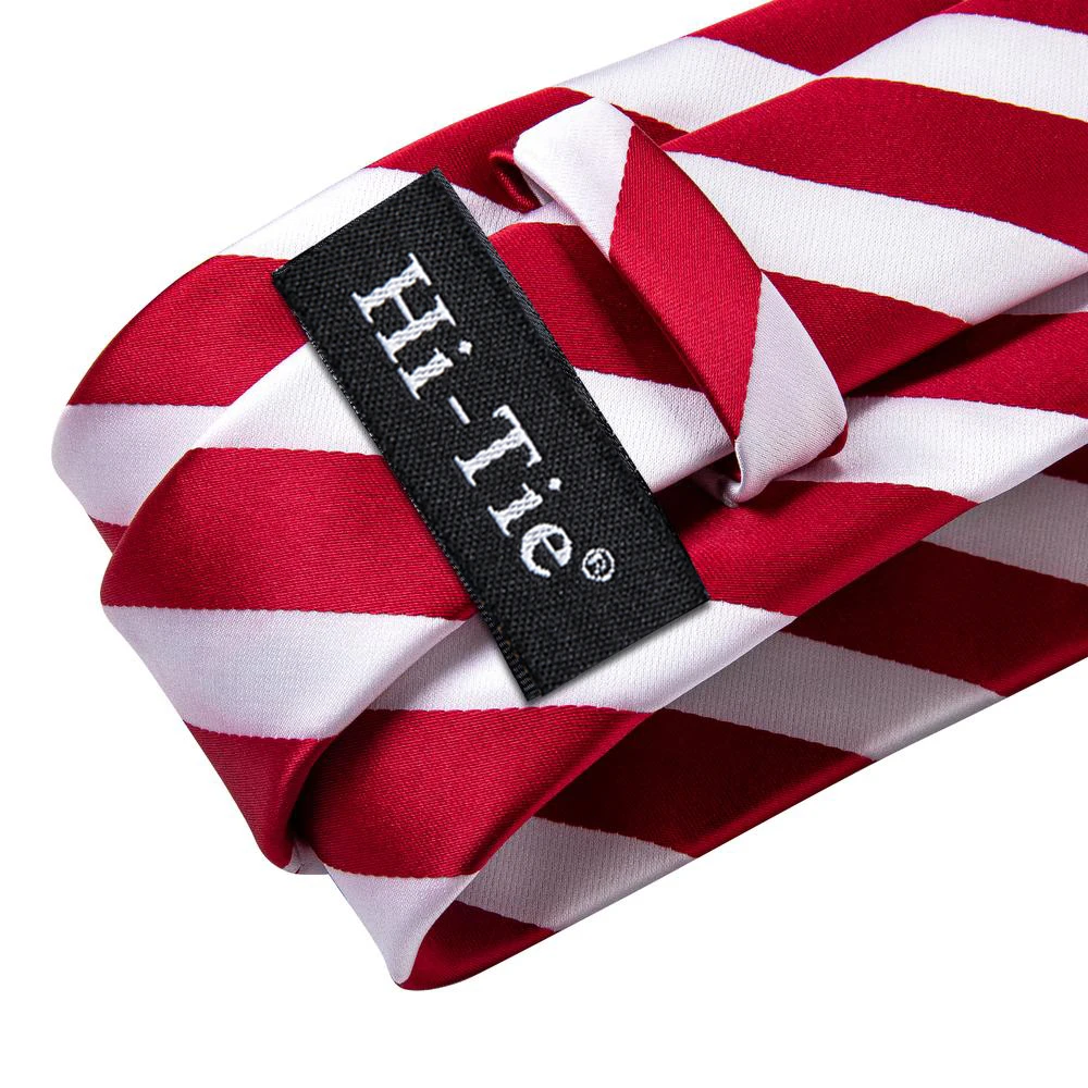 Top Trends: Hi-Tie Red Fashion Business Striped 100% Silk Men's Tie NeckTie 8.5cm Ties For Men Formal Luxury Wedding Quality Gravata Shoppable Styles - Image 4