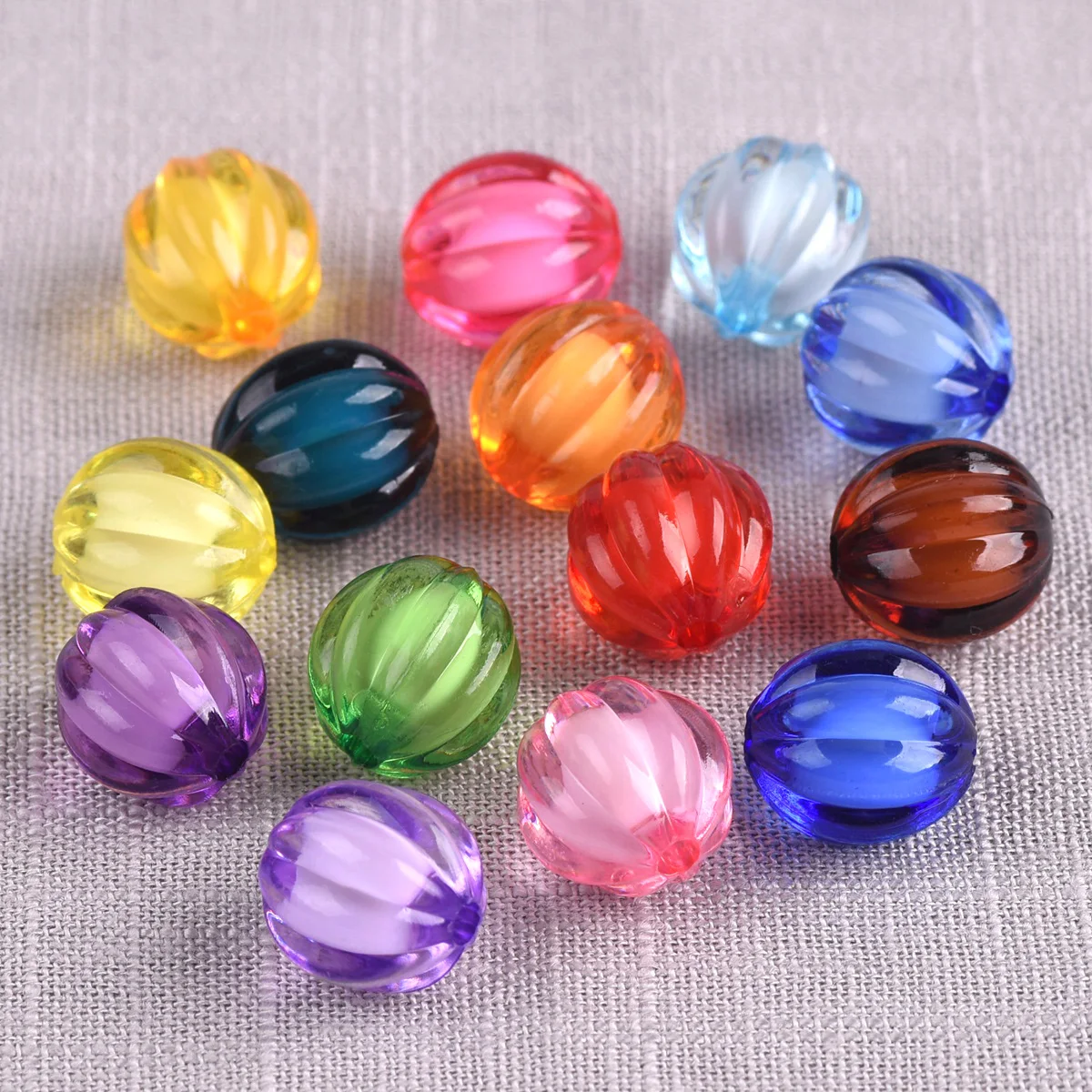 Top Trends: 50pcs Round Pumpkin Colorful Acrylic Plastic Loose Beads Wholesale Lot Crafts Findings For DIY Jewelry Making Shoppable Styles