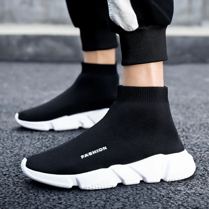 Top Trends: Black Sock Sneakers Men Casual Breathable Weaving High Running Shoes Women Platform Soft Gym Sock Walking Shoes Womens Trainers Shoppable Styles