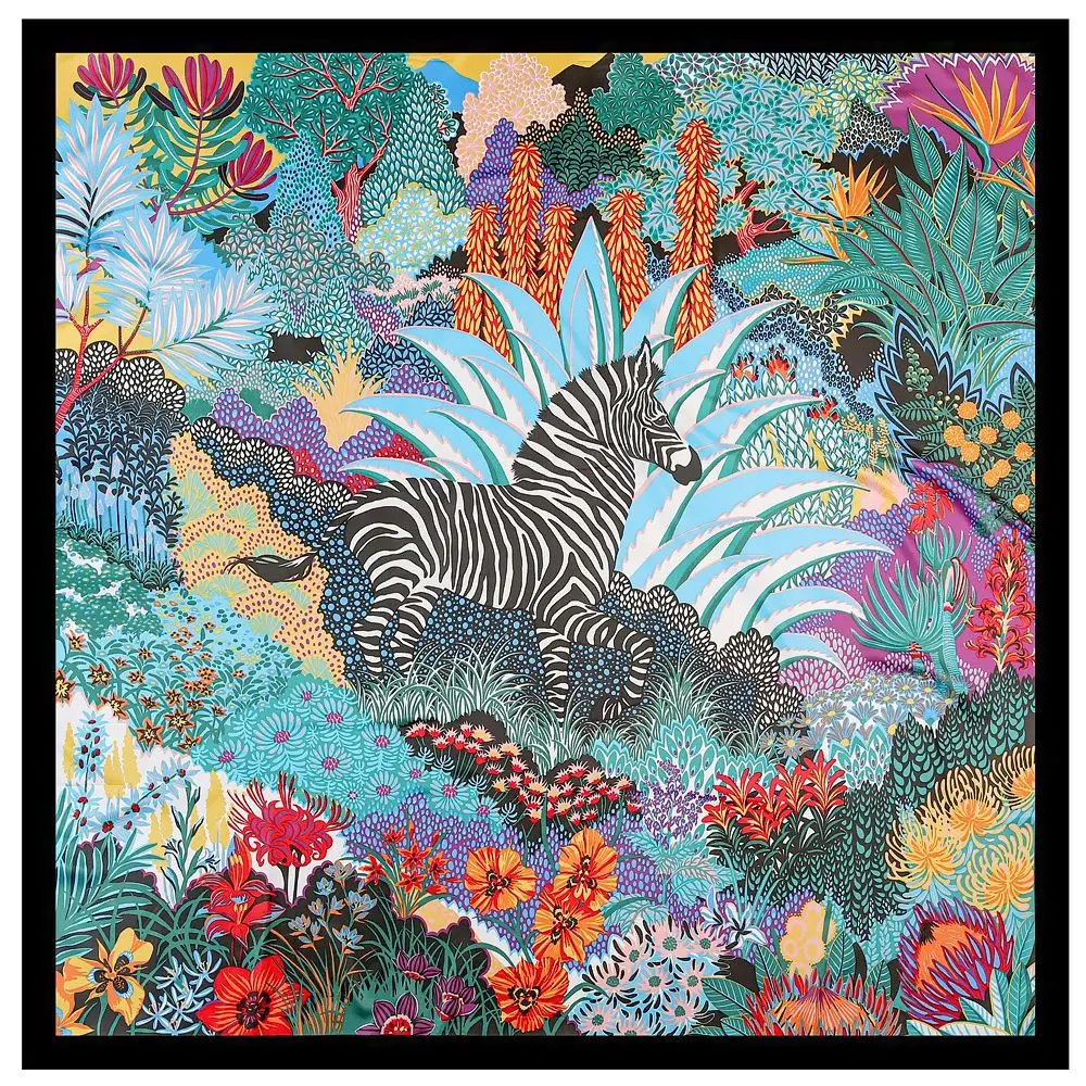 Top Trends: 130cm Zebra In The Jungle Brand Women Scarves Design Square Scarf Luxury Twill 100% Silk Scarf Fashion Kerchief Shawl Echarpe Shoppable Styles