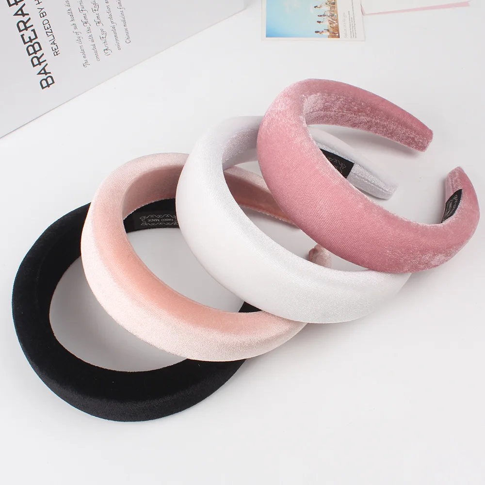 Top Trends: Thick Velvet Headband Hair Bands For Women Hair Accessories Plastic Padded Hairbands Retro Headwear Comfortable Head Hoop 4CM Shoppable Styles