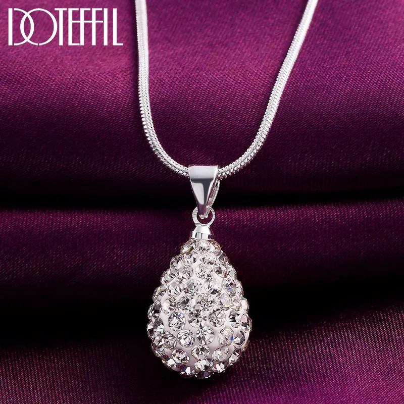 Top Trends: DOTEFFIL 925 Sterling Silver 18 Inch Water Drop Pendant AAA Zircon Necklace For Women Fashion Wedding Party Charm Jewelry Shoppable Styles