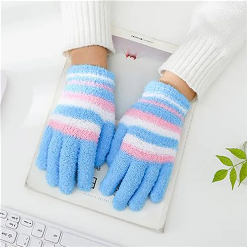 Top Trends: Ms Manufacturers Selling Winter Stripe Coral Fleece Refers To All Students Lovely Warm Gloves Jelly Color Cycling Gloves ST-061 Shoppable Styles