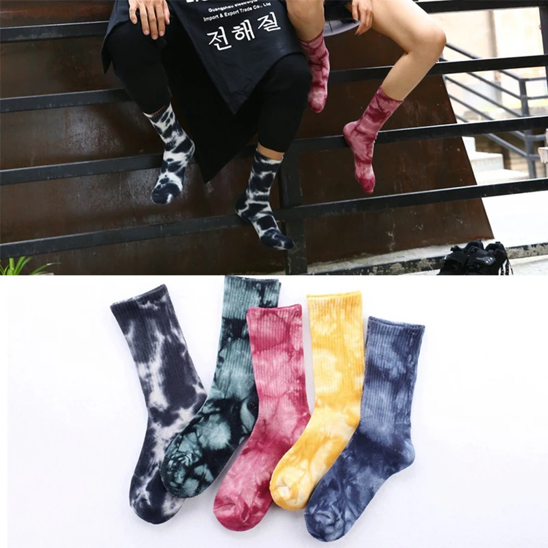 Top Trends: European And American Tie-dye Apped Socks Men And Women Hip-hop Hip-hop Harajuku Trendy Socks In Tube Fashion Socks Shoppable Styles