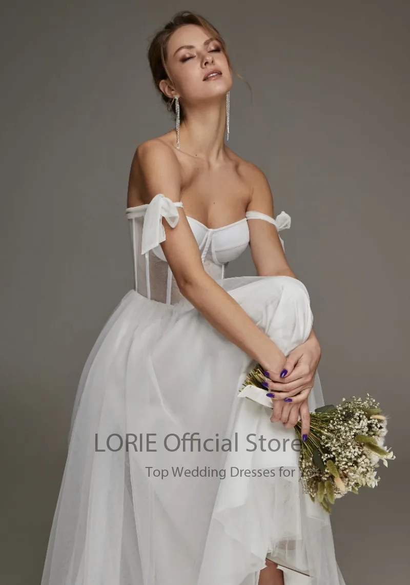 Top Trends: LORIE Short Wedding Dresses Modern Boning Spaghetti Strap A Line Tea Length White Bridal Gown Vestido De Noiva Curto Shoppable Styles - Image 4