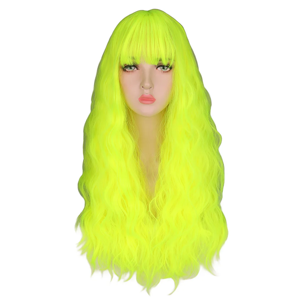 Top Trends: QQXCAIW Kinky Curly Wigs Natural Long Silky Neon Yellow Color Heat Resistant Hair Synthetic Wig Shoppable Styles