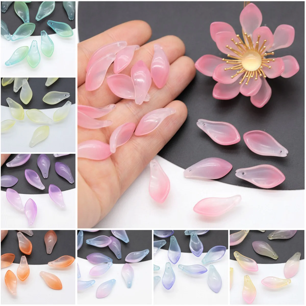 Top Trends: 10pcs Floral Petal 22x11mm Lampwork Crystal Glass Loose Top Drilled Pendants Beads For Jewelry Making DIY Crafts Findings Shoppable Styles