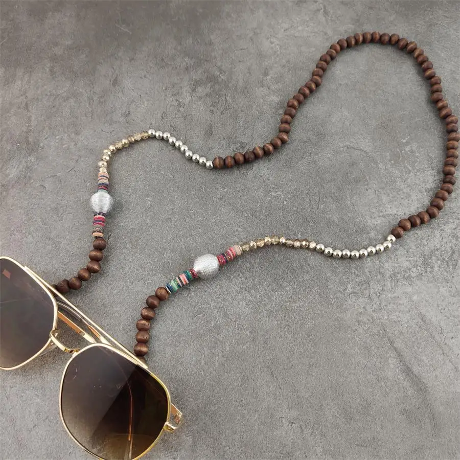 Top Trends: Boho Wood Beads Eyeglass Chains With Silver Ball Metal Sunglasses Reading Glasses Chain Eyewears Cord Holder Neck Strap Rope Shoppable Styles