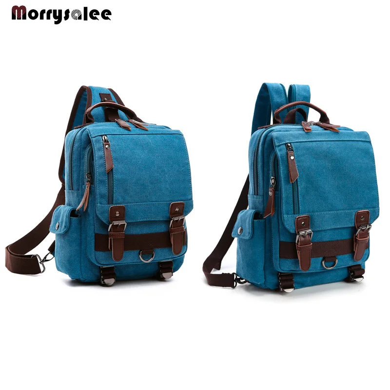 Top Trends: New Canvas Bag Men Bag Retro Shoulder Solid Color Zipper Single Root, Double Root Vertical Section Square Menus Diagonal Package Shoppable Styles - Image 3