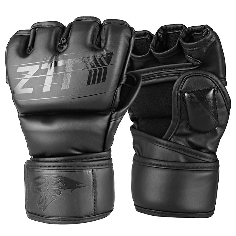 Top Trends: ZTTY Half Finger Boxing Gloves PU Leather MMA Fighting Kick Boxing Gloves Karate Muay Thai Training Workout Gloves Men Shoppable Styles