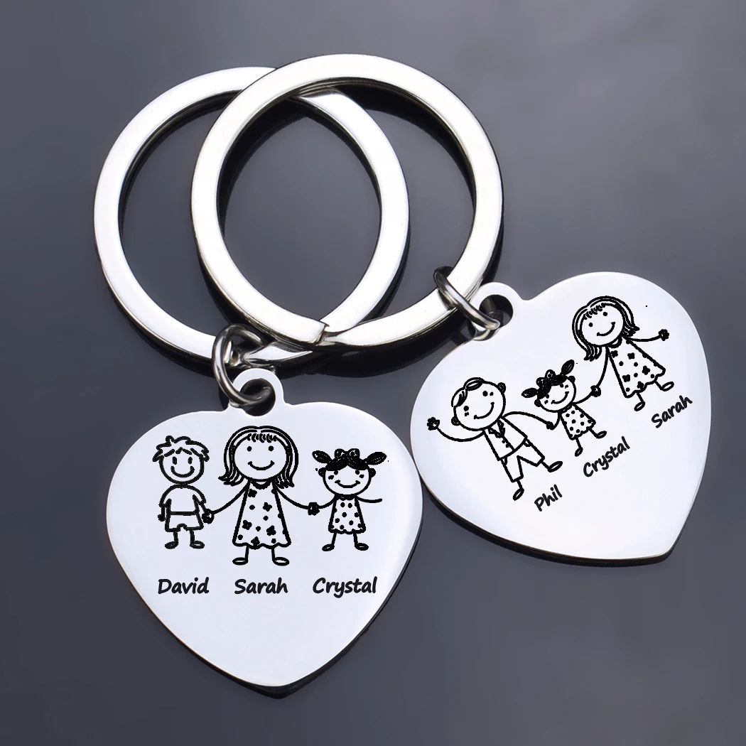 Top Trends: Custom Family Name Keychain Mom Father Children Nickname Personalized Text Heart Key Chain Pendant Mother's Day Gift Shoppable Styles