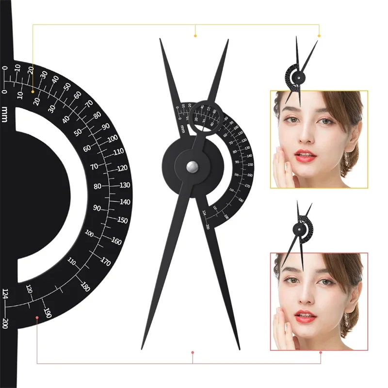 Top Trends: Stainless Steel Isometric Golden Ratio Measuring Ruler 180° Permanent Makeup Template Caliper Beauty Tool Shoppable Styles - Image 4