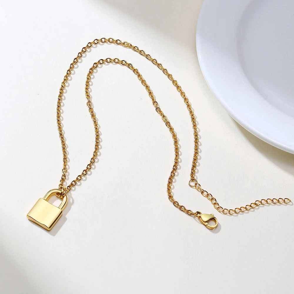 Top Trends: Customize Aesthetic PadLock Pendant Necklaces For Women Brand New Stainless Steel Rolo Cable Chain Jewelry Necklace Gifts Shoppable Styles - Image 6