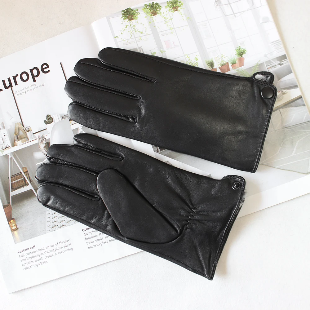 Top Trends: Three Styles Of Men's Fashion Sheepskin Gloves New Black Short Leather Gloves Windproof And Warm Gifts For Autumn And Winter Shoppable Styles