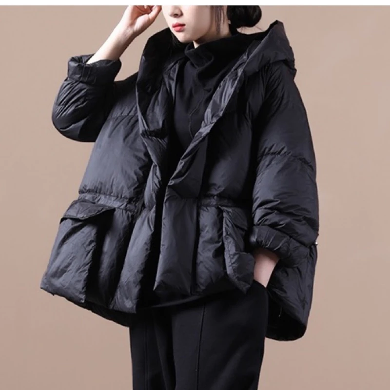 Top Trends: Winter New Women's Hooded Solid Color Jacket Casual Loose Pocket Drawstring Short Duck Down Jacket Women Coats, 4 Colors Shoppable Styles