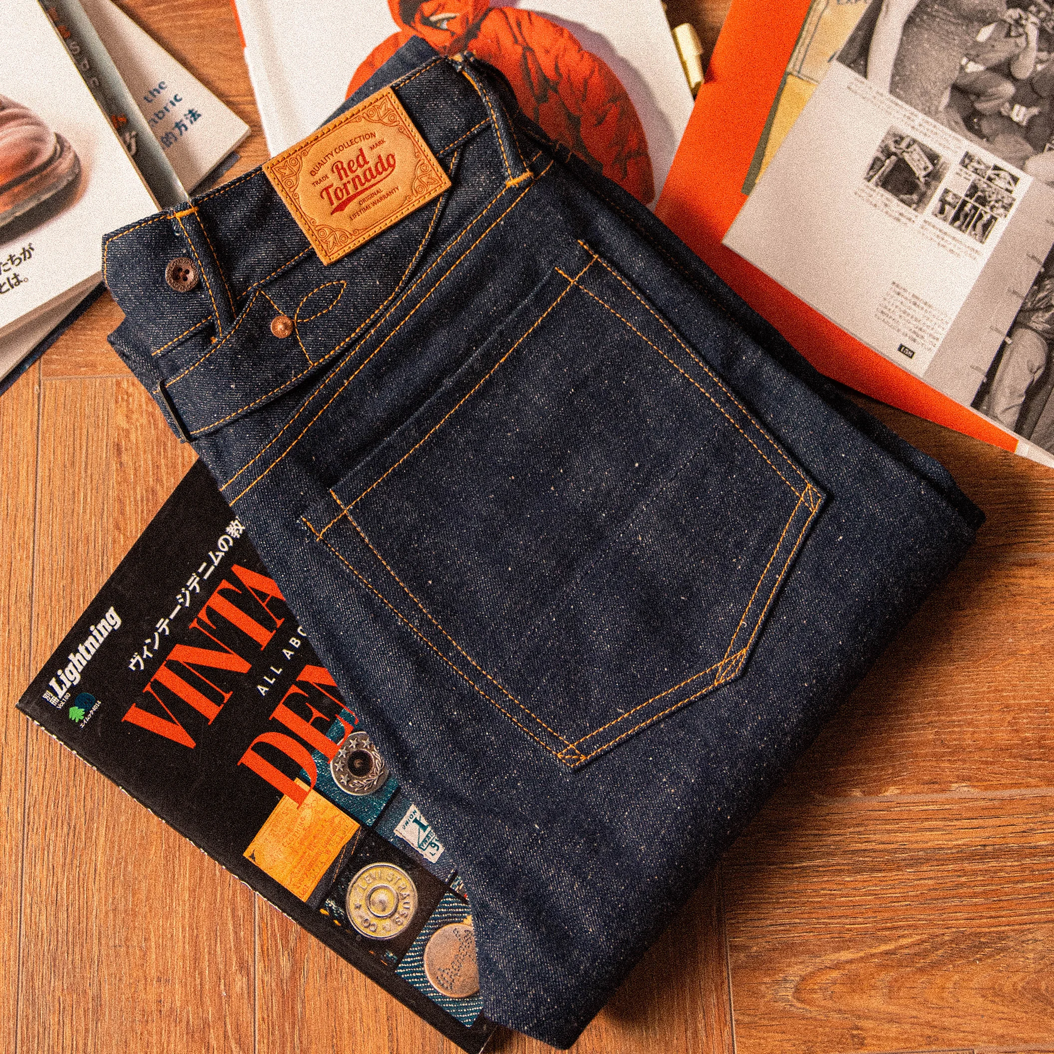 Top Trends: 2000T-0002 Read Description Red Tornado Raw Indigo Selvage Unwashed Denim Pants Unsanforized Brass Buckle Jean 14oz Shoppable Styles