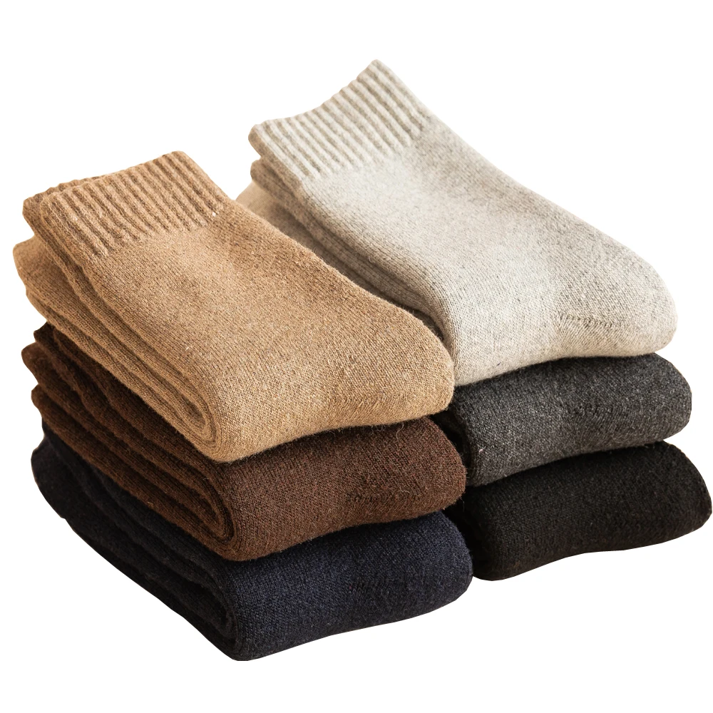 Top Trends: Mens Heavy Thick Wool Socks Soft Warm Middle Tube Cozy Thermal Winter Crew Socks Black Grey Blue Beige Brown Size EU 38-45 Shoppable Styles