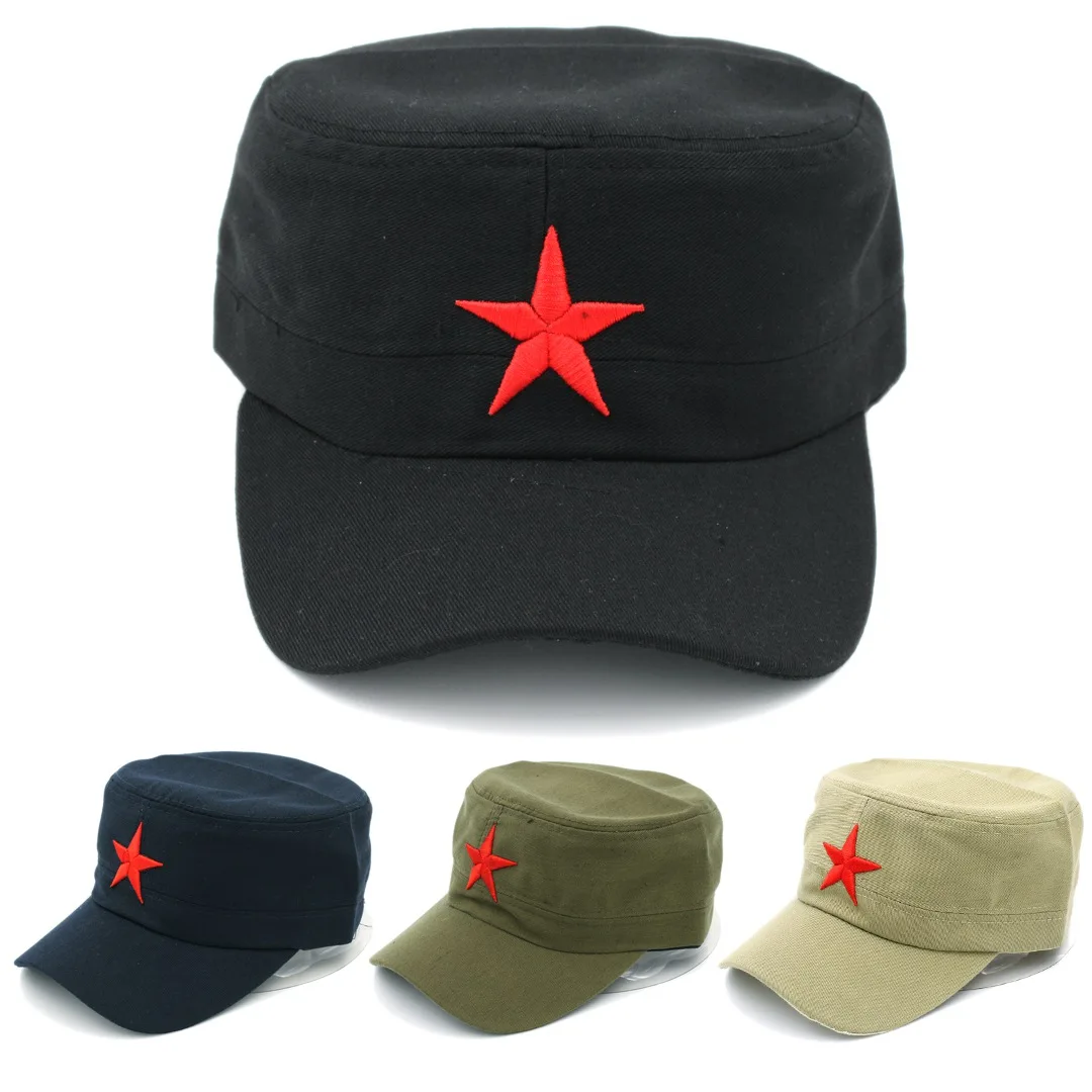 Top Trends: Mistdawn Unisex Cotton Military Cap Spring Summer Beach Outdoor Street Street Cool Church Sunhat Flat Top Hat With Red Star Shoppable Styles - Image 2