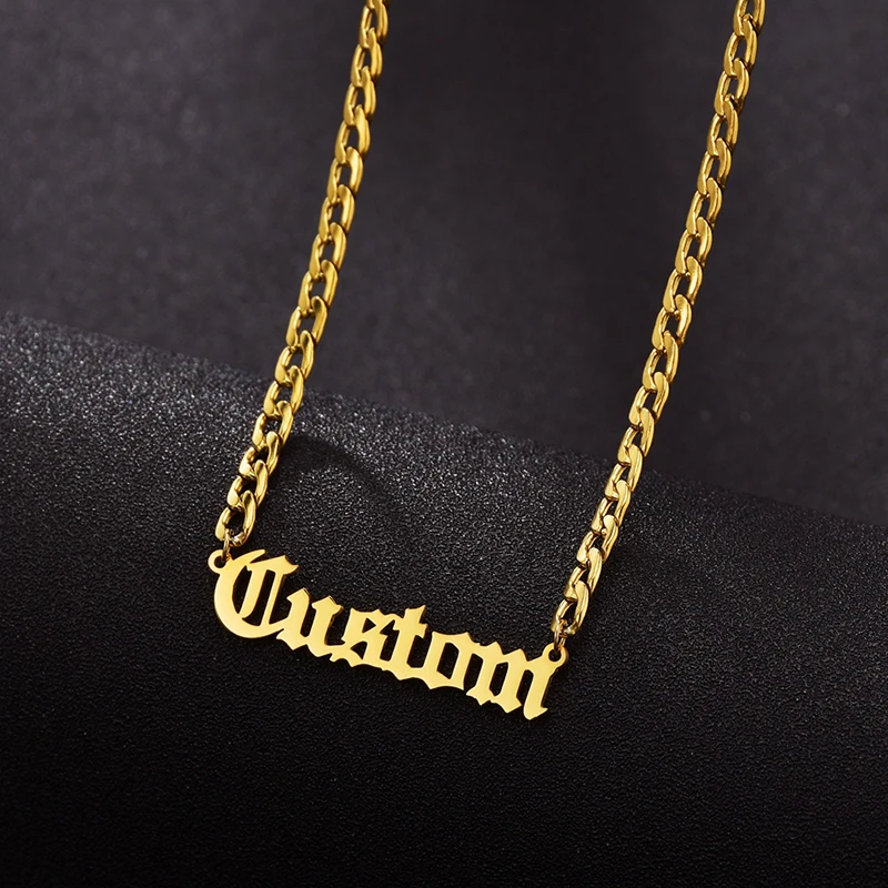 Top Trends: Personalized Custom Name Necklace Pendant Gold Color 4mm NK Chain Customized Nameplate Necklaces For Women Men Handmade Gifts Shoppable Styles - Image 3