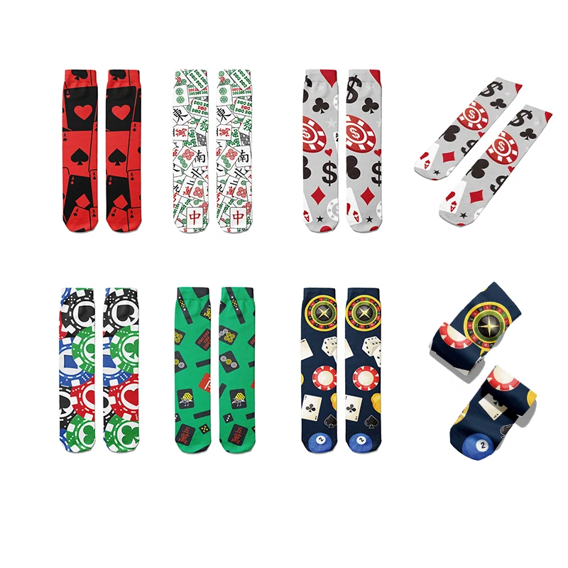 Top Trends: Cotton Socks Funny Poker Card Tube Socks Compression Fashion Mixed Cotton Winter Warmth Funny Female Sock High Quality Unisex Shoppable Styles