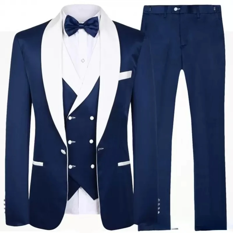 Top Trends: Tailor Made Royal Blue Men's Suit 2021 Groom Tuxedos Peak Lapel Best Man Suits Mens Wedding Suits (Jacket+ Pants+ Vest) Shoppable Styles