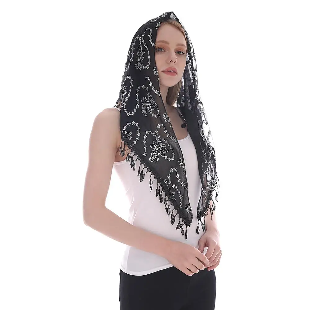 Top Trends: Laven White Black Catholic Head Scarf Women Kerchief Chapel Lace Church Veil Wedding Bride Spanish Mantilla Latin Veils For Mass Shoppable Styles