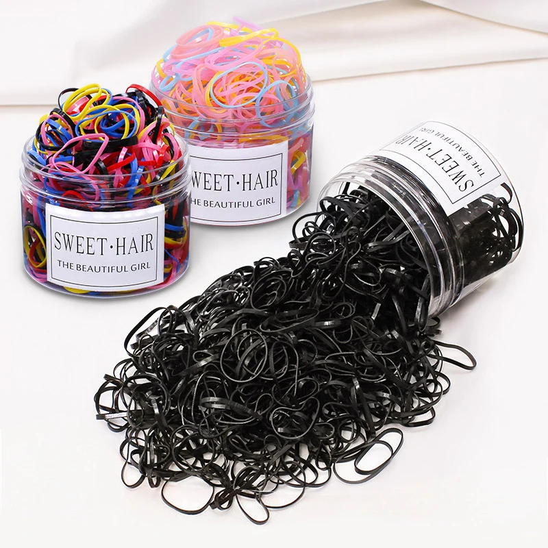 Top Trends: 500pcs Children's Hair Accessories Disposable Rubber Band Girls Baby Strong Pull Constant Black Small Hair Ring Color Head Rope Shoppable Styles