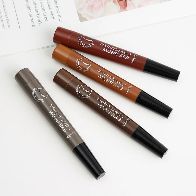 Top Trends: Four-Headed Eyebrow Pencil Waterproof Sweat-Proof Non-Fading Black Brown Liquid Eyebrow Pencil 4-Fork Eyebrow Pencil Shoppable Styles - Image 6