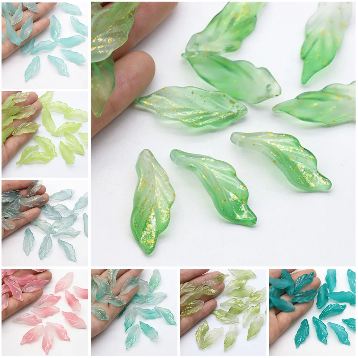 Top Trends: 10pcs Long Leaf Shape Petal 34x12mm Handmade Lampwork Crystal Glass Loose Pendants Beads For Jewelry Making DIY Crafts Findings Shoppable Styles