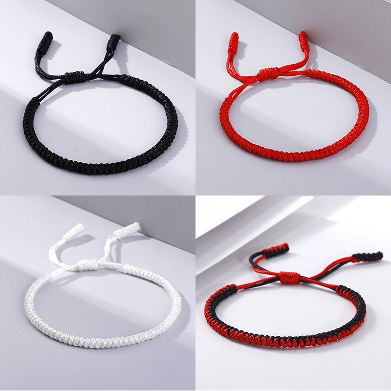 Top Trends: Black Red White Woven Thread Rope Lucky Bracelet Women Men Charms Bracelets Jewelry For Lovers&#039; Best Gift Friendship Bangles Shoppable Styles