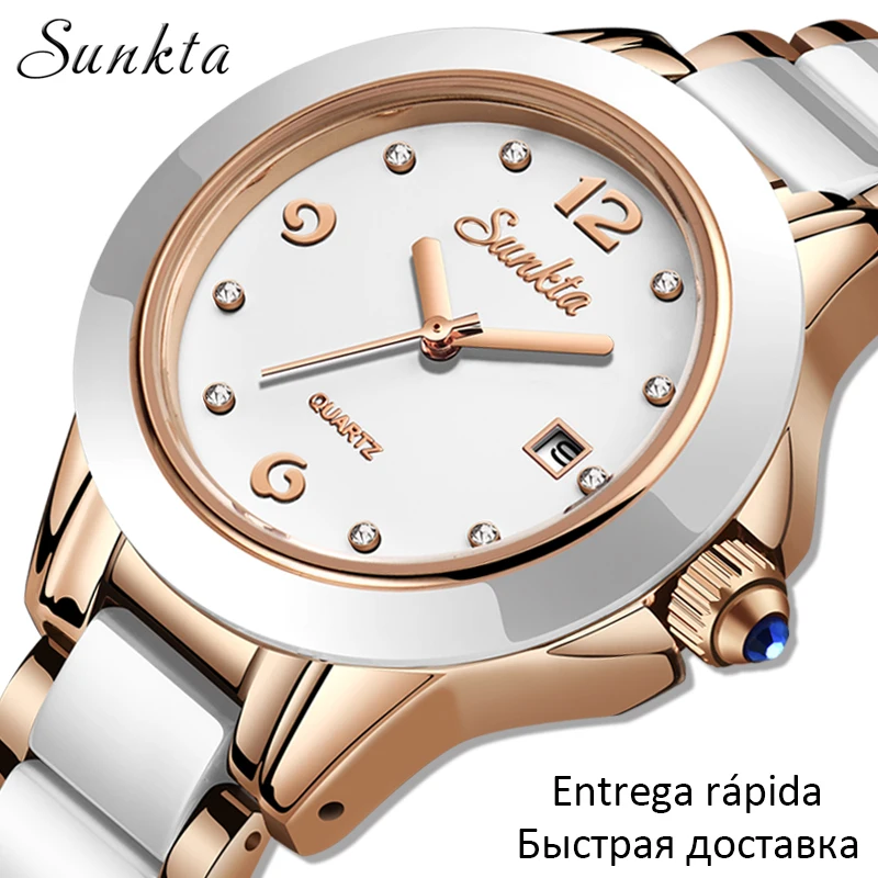 Top Trends: New LIGE Brand Sunkta Women Watches Fashion Ladies Ceramic Wrist Watch Women Dress Watches Stainless Steel Waterproof Date Clock Shoppable Styles