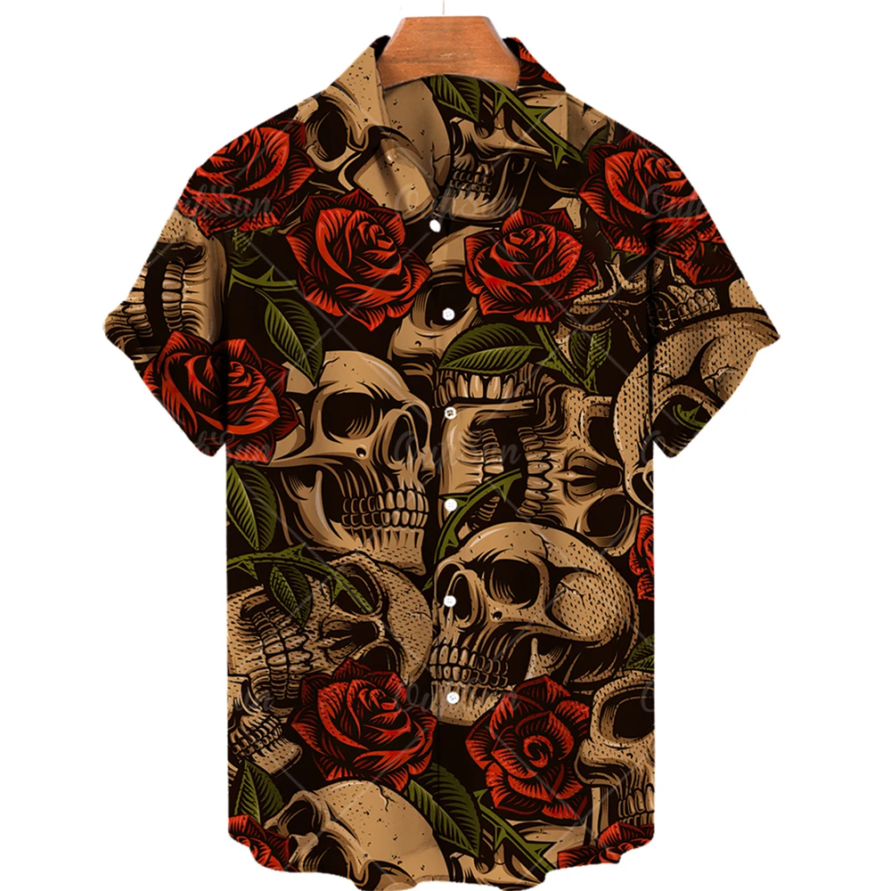 Top Trends: Men&#039;s Hawaiian Shirt Loose Top 5xl 3d Skull Print Shirts For Men 2024 Fashion Shirt Men Women Tee Breathable Summer Short Sleeve Shoppable Styles