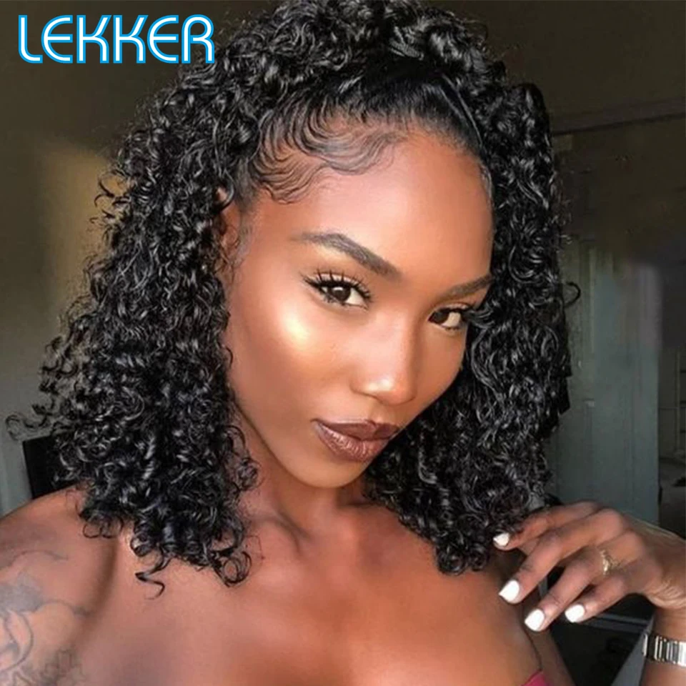 Top Trends: Lekker Short Afro Kinky Curly HD T Part Lace Front Human Hair Wig For Women Pre Plucked Glueless Brazilian Remy Bob Natural Wigs Shoppable Styles