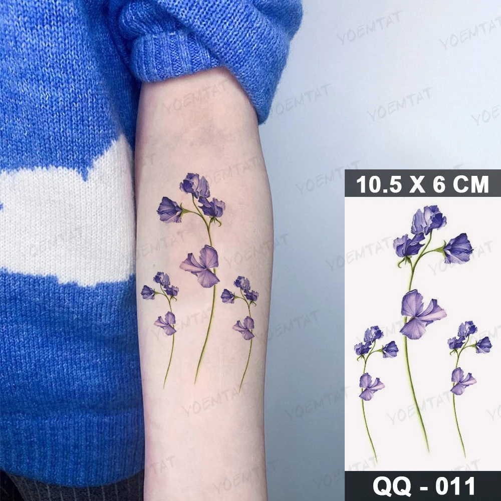 Top Trends: Waterproof Temporary Tattoo Sticker 3D Watercolor Realistic Lavender Daisy Flower Tatto Women Men Child Kids Ankle Fake Tattoos Shoppable Styles - Image 5