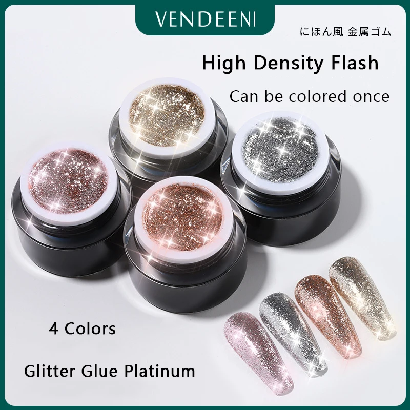 Top Trends: VDN Glitter Platinum Nail Gel Polish UV LED Soak Off Bright Nail Gel Varnish Luxury Starry Color Gel Lacquer 10ml Shoppable Styles